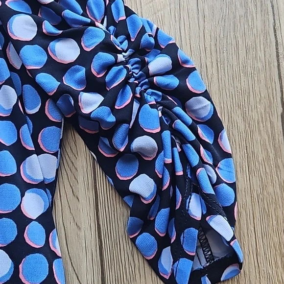 Eliza J Blue Polka Dot Faux Wrap Dress 0 like new - Picture 6 of 8